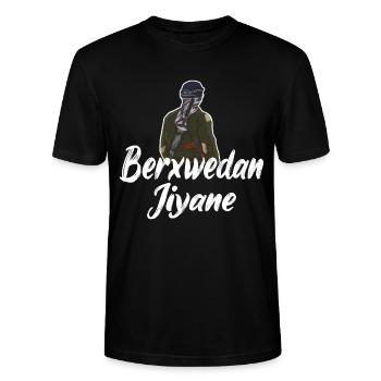 Kurdistan Berxwedan Jiyane Kurden Azadi Geschenk - Stanley/Stella Unisex Bio-T-Shirt CRAFTER - Schwarz - Vorne - Alina (178cm) & Michal (187cm)