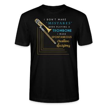 Trombone musicien - T-shirt bio CRAFTER Stanley Stella Unisexe - noir - Devant - Alina (178cm) & Michal (187cm)