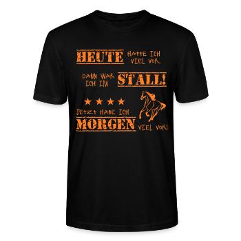 Pferdesprüche Lustiger Pferdespruch T-Shirt - Stanley/Stella Unisex Bio-T-Shirt CRAFTER - Schwarz - Vorne - Alina (178cm) & Michal (187cm)
