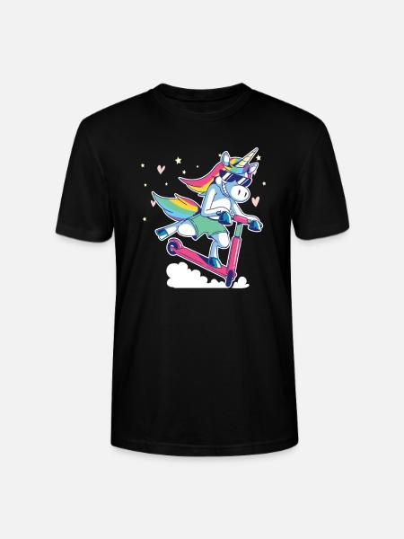 Tretroller Einhorn Roller Geschenk - Stanley/Stella Unisex Bio-T-Shirt CRAFTER - Schwarz