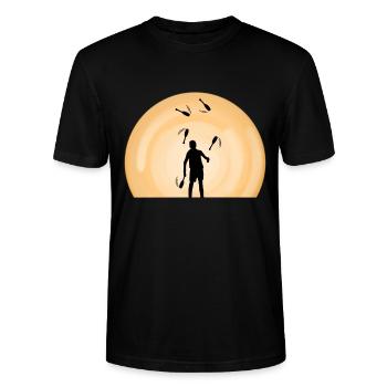 Jonglage Backcrosslove jonglieren Backcross - Stanley/Stella Unisex Bio-T-Shirt CRAFTER - Schwarz - Vorne - Alina (178cm) & Michal (187cm)