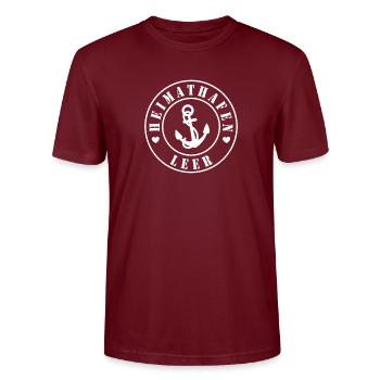 Heimathafen Leer - Stanley/Stella Unisex Bio-T-Shirt CRAFTER - Burgunderrot - Vorne - Alina (178cm) & Michal (187cm)