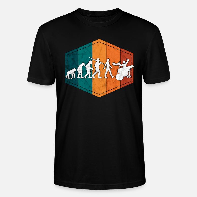 Schlagzeug Evolution Schlagzeuger retro - Stanley/Stella Unisex Bio-T-Shirt CRAFTER - Schwarz