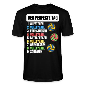 DER PERFEKTE VOLLEYBALL TAG ! LUSTIGES VOLLEYBALL - Stanley/Stella Unisex Bio-T-Shirt CRAFTER - Schwarz - Vorne - Alina (178cm) & Michal (187cm)
