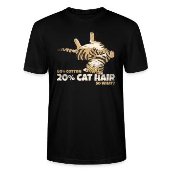 80% Baumwolle, 20% Katzenhaare - Na und? - Stanley/Stella Unisex Bio-T-Shirt CRAFTER - Schwarz - Vorne - Alina (178cm) & Michal (187cm)