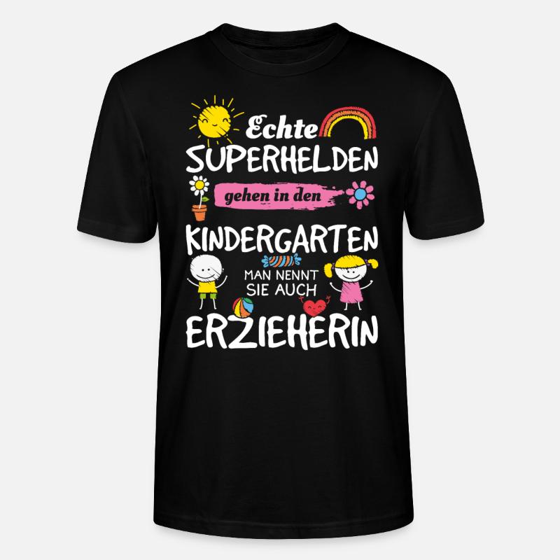 Echte Superhelden - Erzieherin Geschenkidee - Stanley/Stella Unisex Bio-T-Shirt CRAFTER - Schwarz