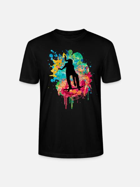 Skater while skateboarding PopArt - Stanley/Stella CRAFTER Unisex Organic T-Shirt - black