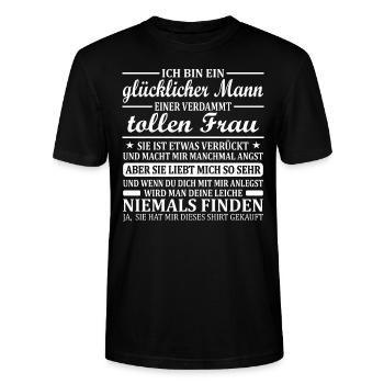 Mann Ehepartner Geschenk Glücklicher Ehemann Kerl - Stanley/Stella Unisex Bio-T-Shirt CRAFTER - Schwarz - Vorne - Alina (178cm) & Michal (187cm)