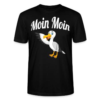 Moin Moin Möwe - Stanley/Stella Unisex Bio-T-Shirt CRAFTER - Schwarz - Vorne - Alina (178cm) & Michal (187cm)