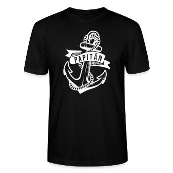 Papitän werdender Papa 2021 Vater Spruch Geschenk - Stanley/Stella Unisex Bio-T-Shirt CRAFTER - Schwarz - Vorne - Alina (178cm) & Michal (187cm)