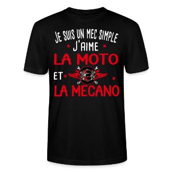 Moto, mécano. Cadeau homme mécanique motard - T-shirt bio CRAFTER Stanley Stella Unisexe - noir - Devant - Alina (178cm) & Michal (187cm)