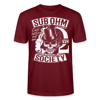 Sub Ohm Vape Club - T-shirt bio CRAFTER Stanley Stella Unisexe - bordeaux - Devant - Alina (178cm) & Michal (187cm)