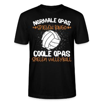 COOLE OPAS SPIELEN VOLLEYBALL - RENTNER VOLLEYBALL - Stanley/Stella Unisex Bio-T-Shirt CRAFTER - Schwarz - Vorne - Alina (178cm) & Michal (187cm)
