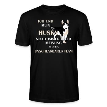 Husky - Stanley/Stella Unisex Bio-T-Shirt CRAFTER - Schwarz - Vorne - Alina (178cm) & Michal (187cm)