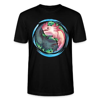 Axolotl Ying Yang - Stanley/Stella CRAFTER Unisex Organic T-Shirt - black - Front - Alina (178cm) & Michal (187cm)