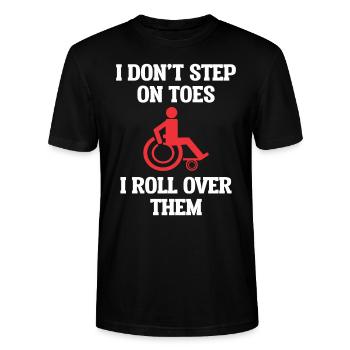 Rollstuhl Rollstuhlfahrer Handicap Rolli Humor - Stanley/Stella Unisex Bio-T-Shirt CRAFTER - Schwarz - Vorne - Alina (178cm) & Michal (187cm)
