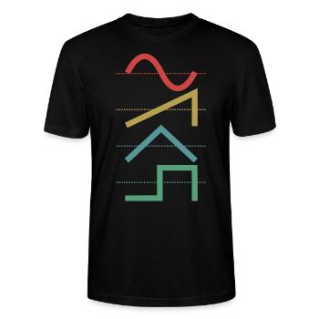 Vintage Analog Synthesizer Techno Waveform - Synth - Stanley/Stella Unisex Bio-T-Shirt CRAFTER - Schwarz - Vorne - Alina (178cm) & Michal (187cm)
