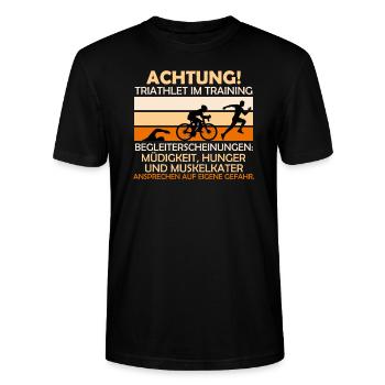 Lustiger Spruch für Triathleten Triathlon Geshcenk - Stanley/Stella Unisex Bio-T-Shirt CRAFTER - Schwarz - Vorne - Alina (178cm) & Michal (187cm)