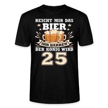 25 Jahre Birthday Geschenk 25 Geburtstag Bier - Stanley/Stella Unisex Bio-T-Shirt CRAFTER - Schwarz - Vorne - Alina (178cm) & Michal (187cm)