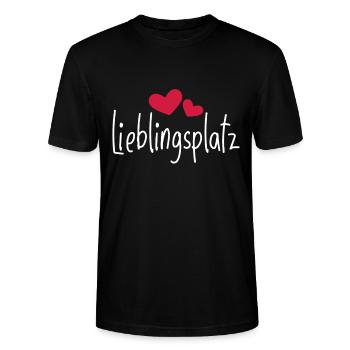 Lieblingsplatz Kissen mit Herz - Stanley/Stella Unisex Bio-T-Shirt CRAFTER - Schwarz - Vorne - Alina (178cm) & Michal (187cm)
