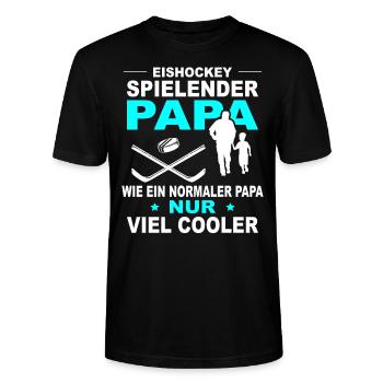 Eishockey Papa Eishockeyspieler Vater Geschenk - Stanley/Stella Unisex Bio-T-Shirt CRAFTER - Schwarz - Vorne - Alina (178cm) & Michal (187cm)