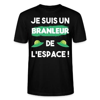 cadeau drôle branleur de l'espace ovni - T-shirt bio CRAFTER Stanley Stella Unisexe - noir - Devant - Alina (178cm) & Michal (187cm)