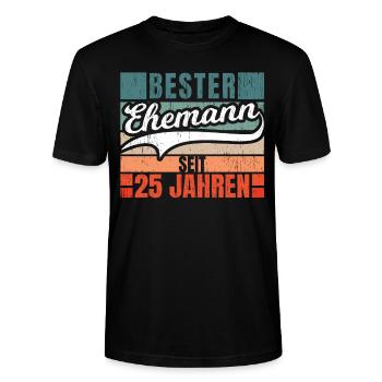 Silberhochzeit Ehemann 25 Jahre Ehe Geschenk - Stanley/Stella Unisex Bio-T-Shirt CRAFTER - Schwarz - Vorne - Alina (178cm) & Michal (187cm)