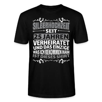 Silberhochzeit 25 Jahre Ehe Geschenk - Stanley/Stella Unisex Bio-T-Shirt CRAFTER - Schwarz - Vorne - Alina (178cm) & Michal (187cm)