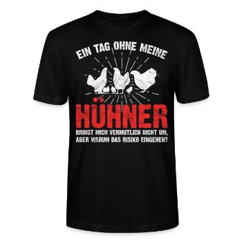 Hühner - Lustige Hühner Sprüche Geschenkidee - Stanley/Stella Unisex Bio-T-Shirt CRAFTER - Schwarz - Vorne - Alina (178cm) & Michal (187cm)