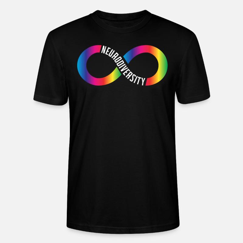 Neurodiversity Rainbow Infinity - Stanley/Stella CRAFTER Unisex Organic T-Shirt - black