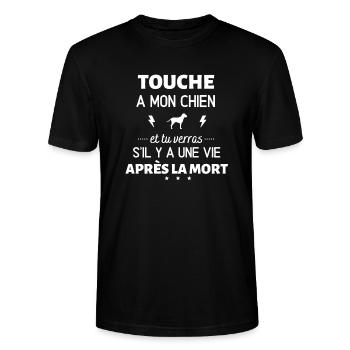 Touche à ma chien s'il y a une vie après la mort - T-shirt bio CRAFTER Stanley Stella Unisexe - noir - Devant - Alina (178cm) & Michal (187cm)