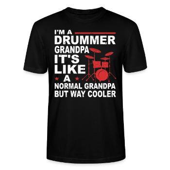 Schlagzeuger Opa Schlagzeugspieler Großvater - Stanley/Stella Unisex Bio-T-Shirt CRAFTER - Schwarz - Vorne - Alina (178cm) & Michal (187cm)