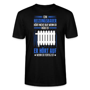 Heizungsbauer Spruch Heizung Heizungsbau Geschenk - Stanley/Stella Unisex Bio-T-Shirt CRAFTER - Schwarz - Vorne - Alina (178cm) & Michal (187cm)