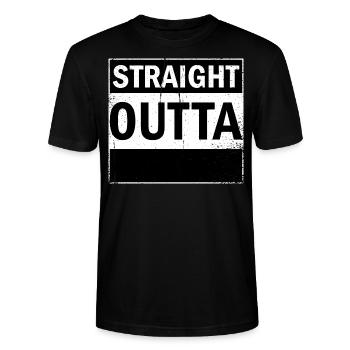 Straight Outta your text / dein Text Geschenkidee - Stanley/Stella Unisex Bio-T-Shirt CRAFTER - Schwarz - Vorne - Alina (178cm) & Michal (187cm)