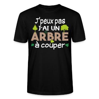 Bûcheron Forestier élagueur métier Forêt bois - T-shirt bio CRAFTER Stanley Stella Unisexe - noir - Devant - Alina (178cm) & Michal (187cm)