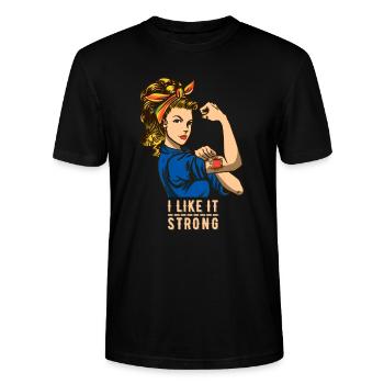 LGBTQ - Girl Tattoo Strong - Coffee Lover - Stanley/Stella Unisex Bio-T-Shirt CRAFTER - Schwarz - Vorne - Alina (178cm) & Michal (187cm)