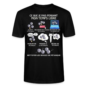 Pétanque Idée Cadeau Homme Humour Papy - T-shirt bio CRAFTER Stanley Stella Unisexe - noir - Devant - Alina (178cm) & Michal (187cm)