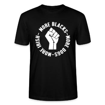 More Blacks More Dogs More Irish - Stanley/Stella CRAFTER Unisex Organic T-Shirt - black - Front - Alina (178cm) & Michal (187cm)