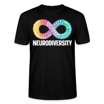 Neurodiversität Neurodivergent Regenbogen Infinity - Stanley/Stella Unisex Bio-T-Shirt CRAFTER - Schwarz - Vorne - Alina (178cm) & Michal (187cm)