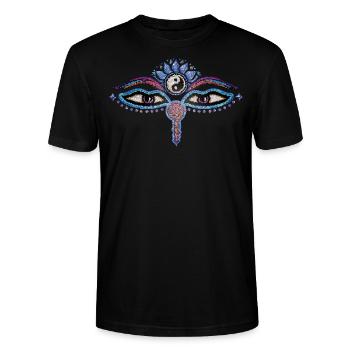 Buddha Augen, Buddhismus, Symbol, Yoga, Meditation - Stanley/Stella Unisex Bio-T-Shirt CRAFTER - Schwarz - Vorne - Alina (178cm) & Michal (187cm)