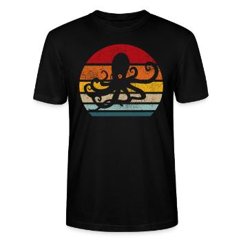 Octopus Octopus Tentacle Sea Sea Animal Gift Idea - Stanley/Stella CRAFTER Unisex Organic T-Shirt - black - Front - Alina (178cm) & Michal (187cm)