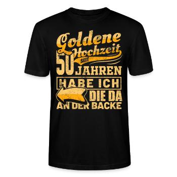 Goldene Hochzeit seit 50 Jahren Partnerlook - Stanley/Stella Unisex Bio-T-Shirt CRAFTER - Schwarz - Vorne - Alina (178cm) & Michal (187cm)
