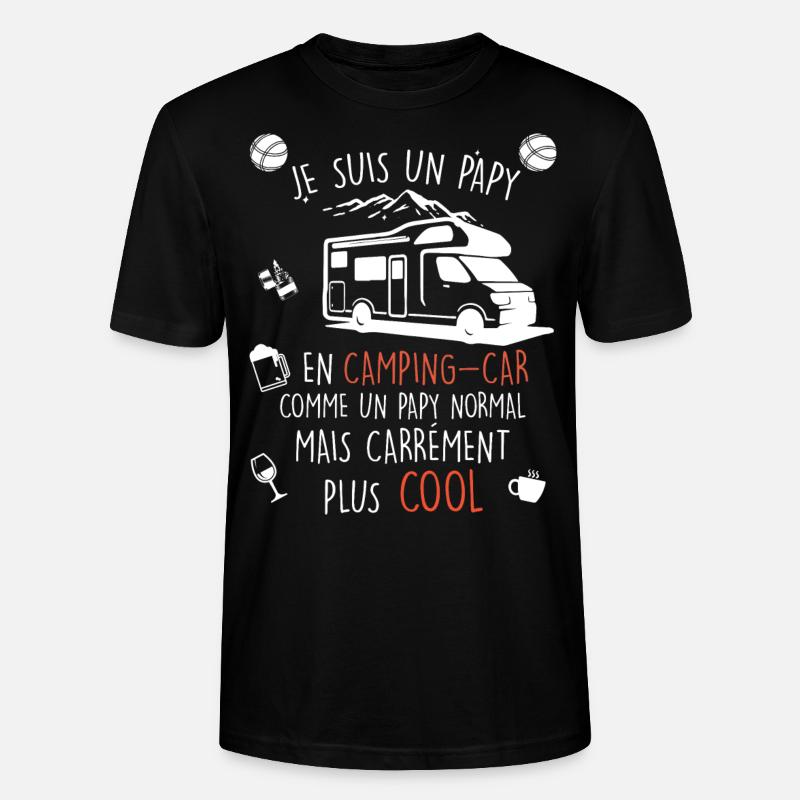 Papy cool en camping-car - T-shirt bio CRAFTER Stanley Stella Unisexe - noir