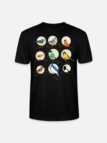 oiseaux, oiseaux, mésanges, - T-shirt bio CRAFTER Stanley Stella Unisexe - noir
