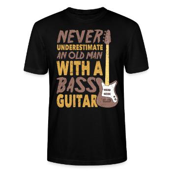 Never Underestimate An Old Man With A Bass Guitar - Stanley/Stella CRAFTER Unisex Organic T-Shirt - black - Front - Alina (178cm) & Michal (187cm)