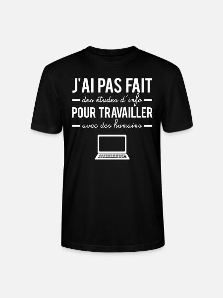 Etudes d'informatique travailler avec des humains - T-shirt bio CRAFTER Stanley Stella Unisexe - noir