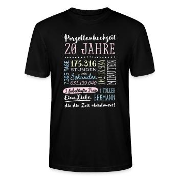 Porzellanhochzeit 20 Jahre Hochzeitstag Geschenk - Stanley/Stella Unisex Bio-T-Shirt CRAFTER - Schwarz - Vorne - Alina (178cm) & Michal (187cm)