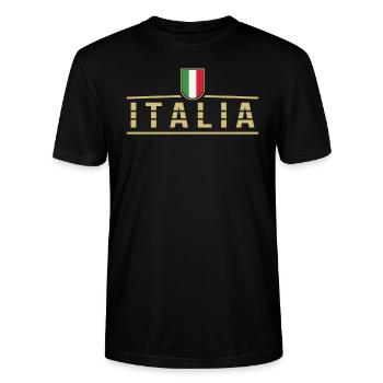 Italien Fußball Italia Italienische Flagge - Stanley/Stella Unisex Bio-T-Shirt CRAFTER - Schwarz - Vorne - Alina (178cm) & Michal (187cm)
