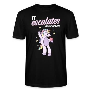 Festival Party Junggesellenabschied Es eskaliert - Stanley/Stella Unisex Bio-T-Shirt CRAFTER - Schwarz - Vorne - Alina (178cm) & Michal (187cm)