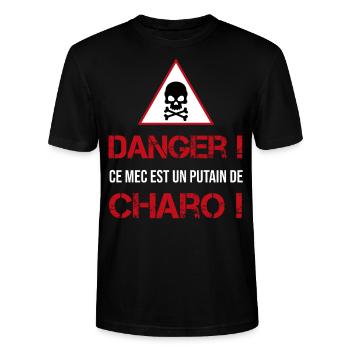 Attention gros charo | charognard drague - T-shirt bio CRAFTER Stanley Stella Unisexe - noir - Devant - Alina (178cm) & Michal (187cm)